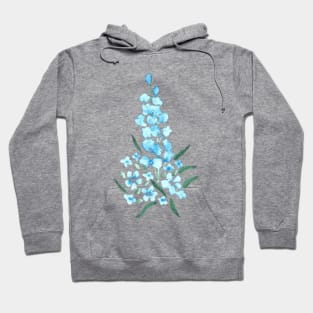 Blue Flowers, watercolor painting Hoodie